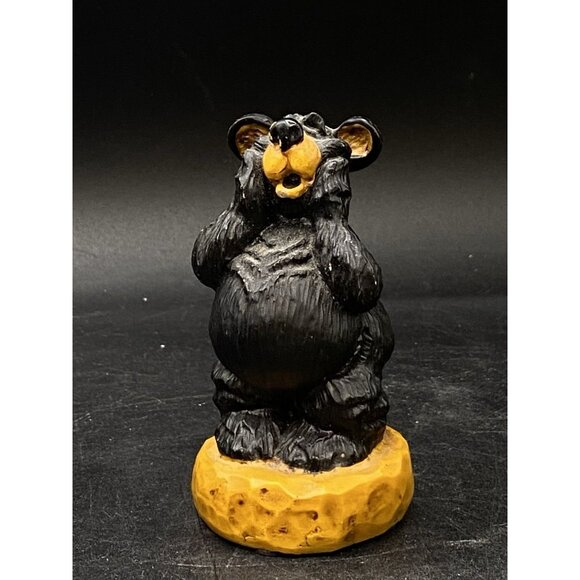 Little Black Bear Resin Figurine 3.5" Signed RJR - Picture 1 of 7